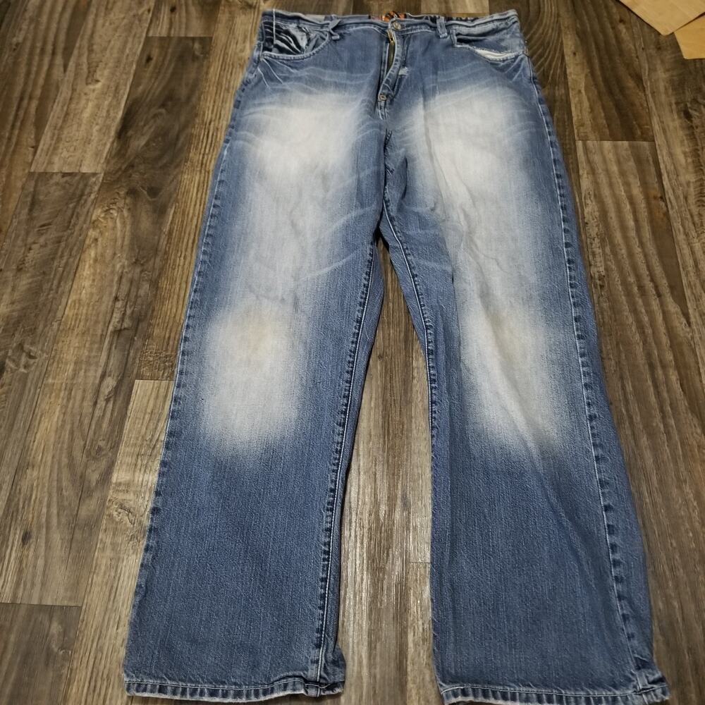 Vintage Akademiks Denim Jeans Mens 36X32 Blue Baggy Loose Y2K Hip Hop